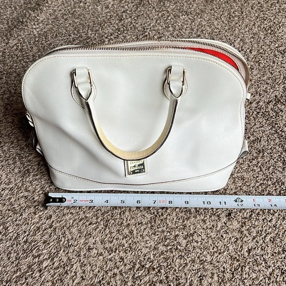 Dooney and Bourke White Saffiano Pebble Leather Satchel Zip Up - Picture 12 of 14